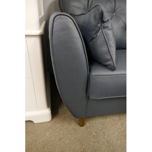 1423 - A blue leather Hoxton love seat - RRP £1539
