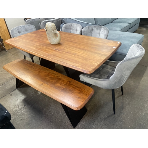 1428 - A Lucio dining table, bench and four grey dining chairs * this lot is subject to VAT