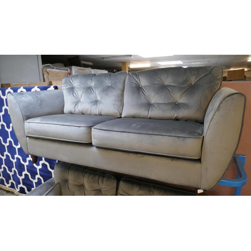 1442 - A pair of Hoxton grey velvet upholstered three seater sofas, RRP £1598