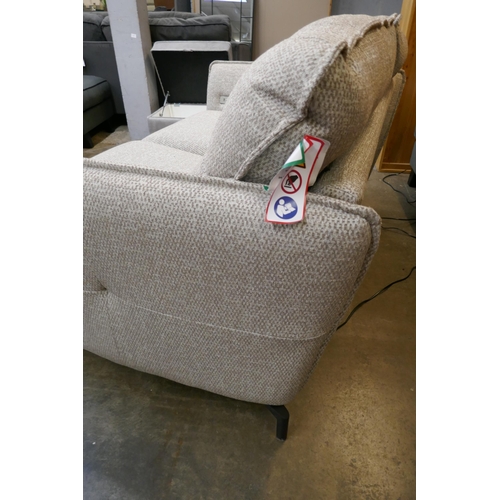 1470 - An oatmeal upholstered electric reclining two seater sofa