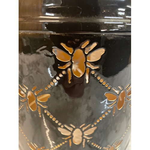1474 - A black lantern with bee cut out design, H 26cms (TJBE1418)   #