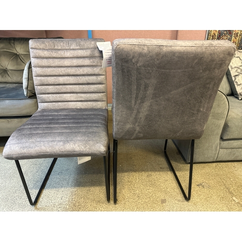 1498 - Pair of pewter velvet side chairs