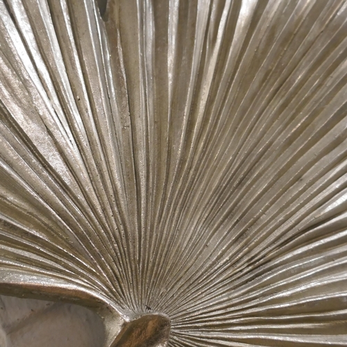 1393 - A silver wall mounted ornamental Trachycarpus Fortunei palm leaf