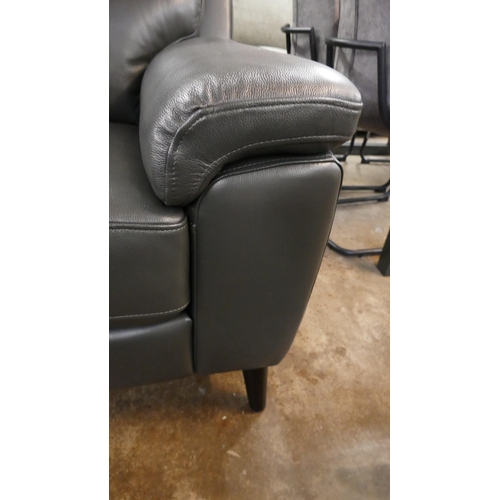 1454 - Grace Grey Leather Three Seater Power Recliner, original RRP £774.99 + VAT (4195-34) * This lot is s... 