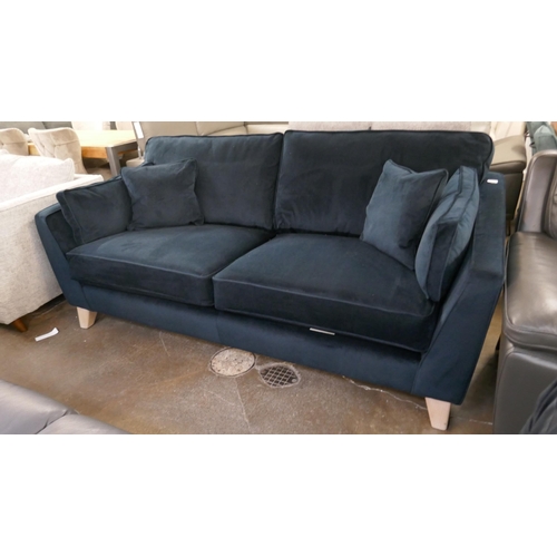 1455 - A Barker and Stonehouse Vincent Plush deep navy three seater sofa RRP £1149
