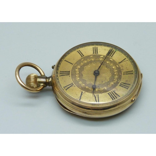 1017 - A yellow metal fob watch