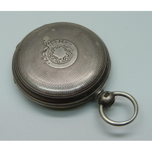 1034 - A silver full hunter pocket watch with a fusee movement, Bernard, London, lacking button