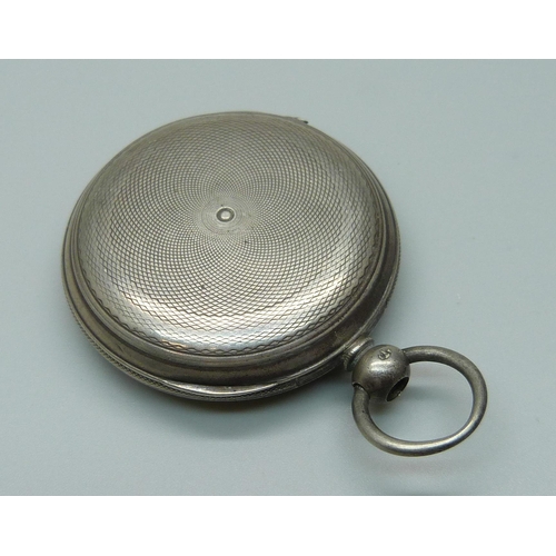 1034 - A silver full hunter pocket watch with a fusee movement, Bernard, London, lacking button