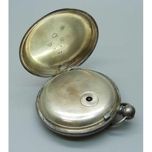 1034 - A silver full hunter pocket watch with a fusee movement, Bernard, London, lacking button