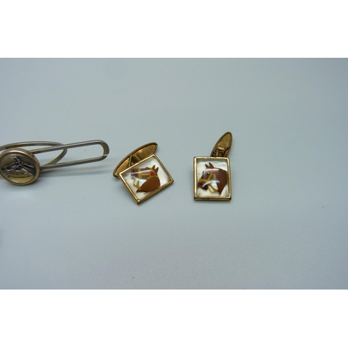 1041 - Vintage Essex crystal cufflinks, tie-pins and stick pins