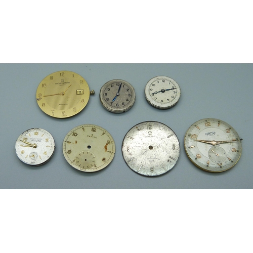 1042 - Wristwatch movements including Unicorn by Rolex, Marc Favre, Roamer, Michael Herberlin, Ernest Borel... 