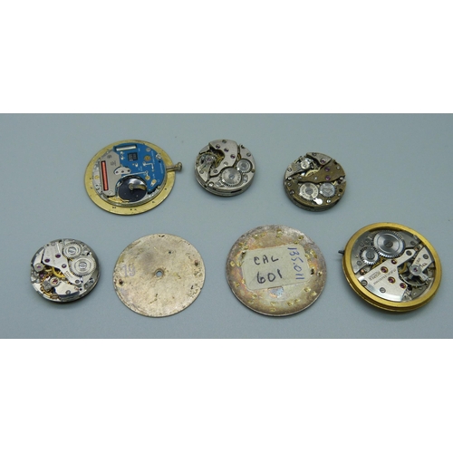 1042 - Wristwatch movements including Unicorn by Rolex, Marc Favre, Roamer, Michael Herberlin, Ernest Borel... 