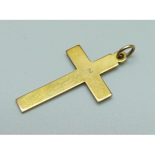 1106 - A 9ct gold cross pendant, 1.5g, 16mm wide