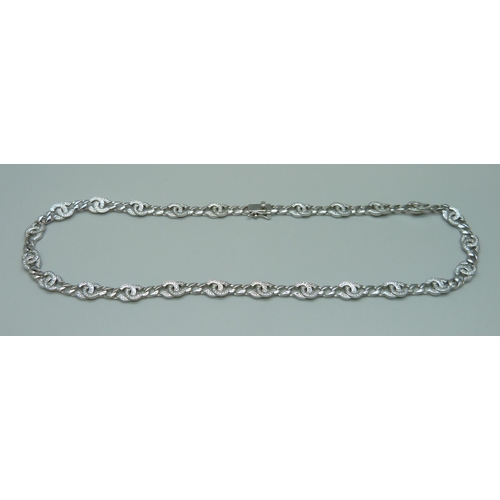 1108 - A 925 silver white stone set necklace, 26g, 44cm