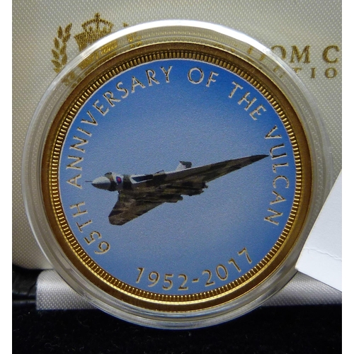 1109 - A 1oz solid gold proof commemorative coin, The 65th Anniversary of the Vulcan, 31.10g of 9ct gold, p... 