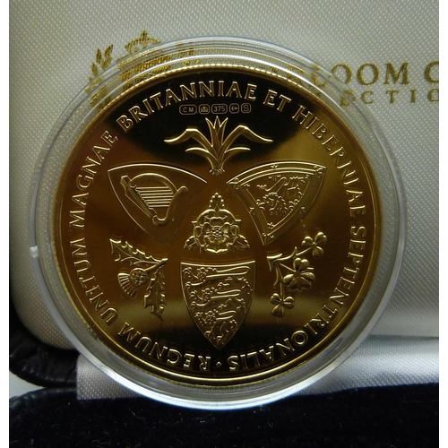 1109 - A 1oz solid gold proof commemorative coin, The 65th Anniversary of the Vulcan, 31.10g of 9ct gold, p... 