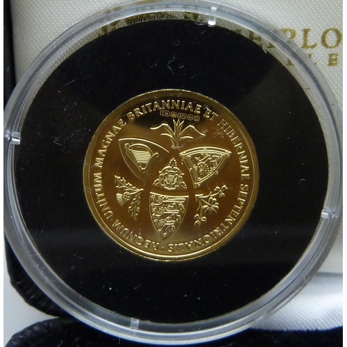 1110 - A ¼oz. solid gold proof commemorative coin, the 65th Anniversary of the Vulcan, 7.78g of 9ct gold, p... 