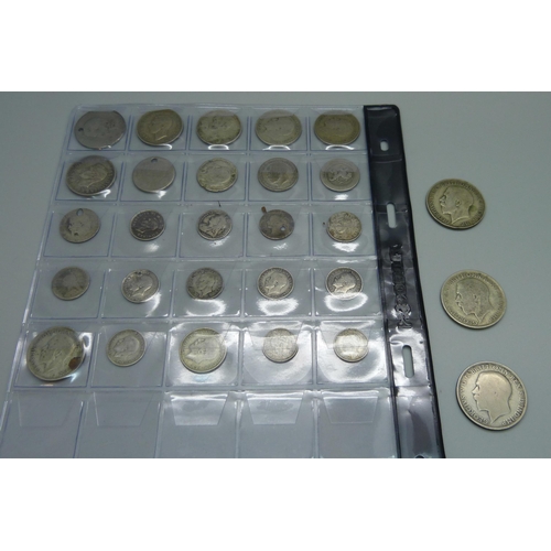 1124 - A collection coins including silver, some drilled