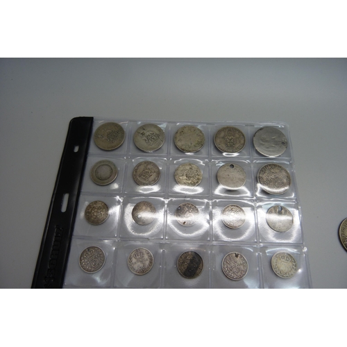 1124 - A collection coins including silver, some drilled