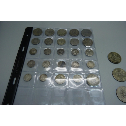 1124 - A collection coins including silver, some drilled