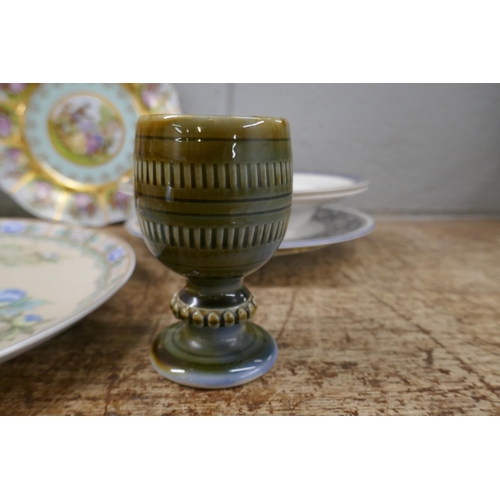 1135 - A collection of plates, two Royal Grafton teacups and saucers, an Irish cup, a dish, two money boxes... 