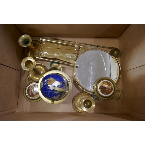 1143 - A collection of brassware including a terrestrial globe **PLEASE NOTE THIS LOT IS NOT ELIGIBLE FOR P... 