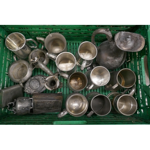 1150 - Pewter ware, tankards, miniature coal scuttle, etc. **PLEASE NOTE THIS LOT IS NOT ELIGIBLE FOR POSTI... 