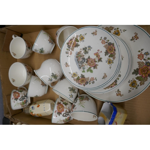 1157 - Four boxes of mixed china and glass, technical drawings, etc. **PLEASE NOTE THIS LOT IS NOT ELIGIBLE... 