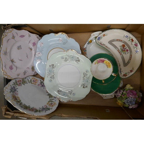 1164 - Two boxes of decorative china including Derby Posies, Shelley, Wedgwood, Carlton Ware, Worcester, Ay... 