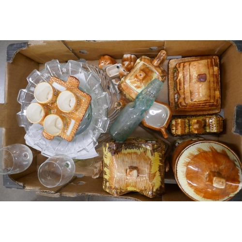 1166 - A box of mixed china and glass and a box of Cottage ware china **PLEASE NOTE THIS LOT IS NOT ELIGIBL... 