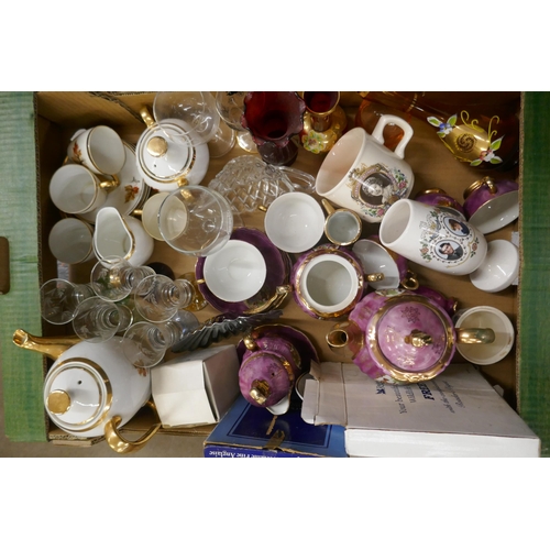 1166 - A box of mixed china and glass and a box of Cottage ware china **PLEASE NOTE THIS LOT IS NOT ELIGIBL... 