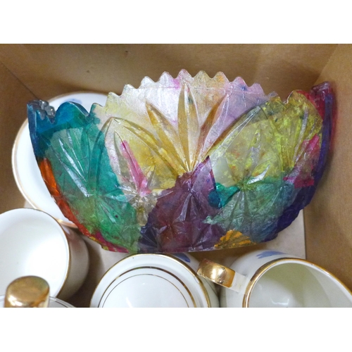 1184 - A 1980s Royal of Japan tea service, a glass bowl decorated in coloured papers and a Tuscan China Gar... 