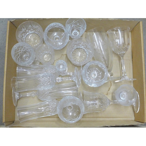 1185 - A collection of cut crystal glasses including Thomas Webb, two miniature glasses and other glass **P... 