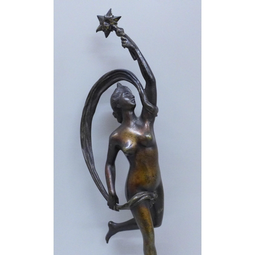 603 - A bronze figure of a Greek Goddess, left arm a/f, repaired, 40cm