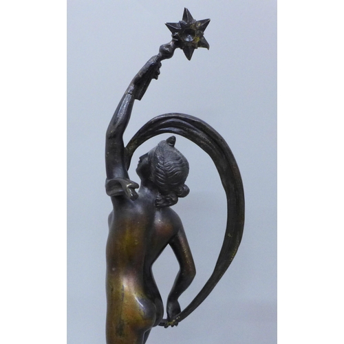 603 - A bronze figure of a Greek Goddess, left arm a/f, repaired, 40cm