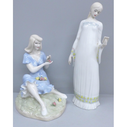 613 - Two Royal Doulton figures, Reflections Secret Moment, signed to base and Summer Rose