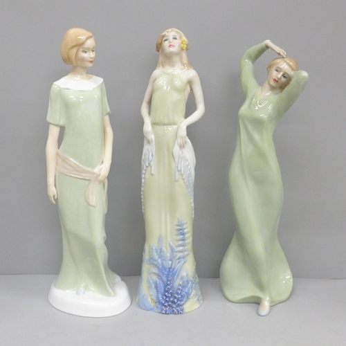 614 - Three Royal Doulton Reflections figures; Enigma, Allure and Morning Glory