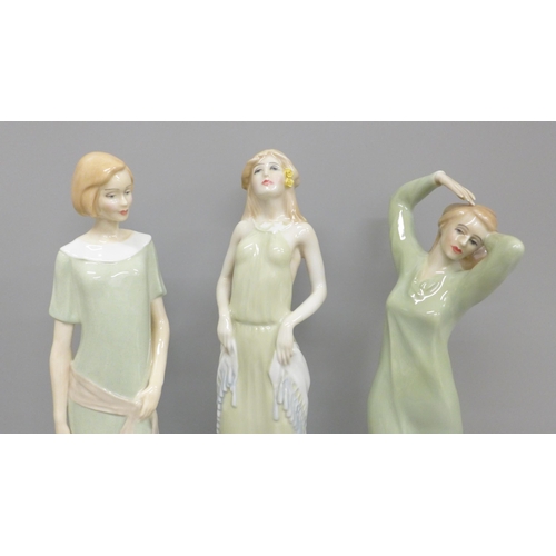 614 - Three Royal Doulton Reflections figures; Enigma, Allure and Morning Glory