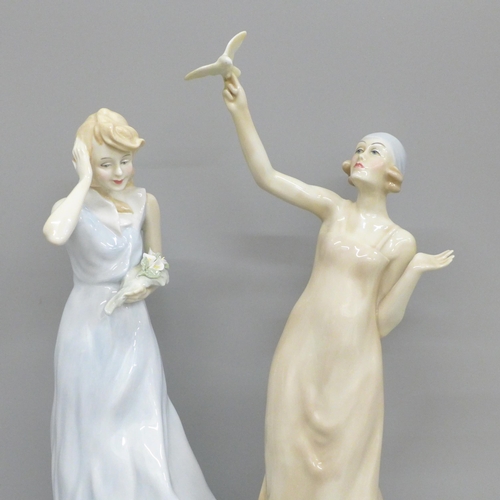 615 - Three Royal Doulton Reflections figures, Paradise, Idle Hours and Windflower, boxed