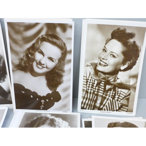 643 - Cinema Picturegoer postcards, actresses, including Withers, Abbie Lane, Loy, Susan Hayward, Betty Lo... 