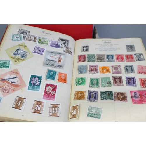 675 - Stamps; a box of stamp albums, covers, etc.