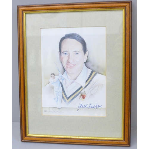 686 - A Derek Randall signed portrait print