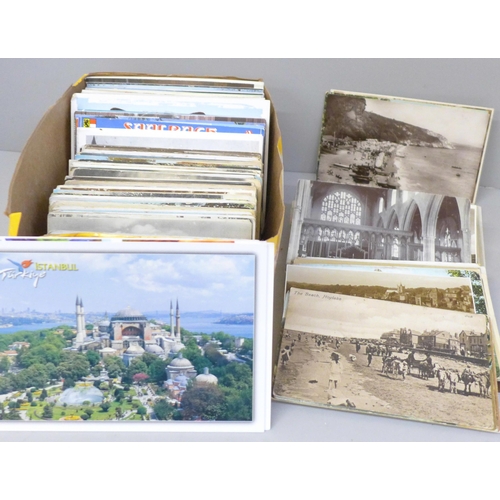 688 - Postcards; a box of postcards, vintage to modern