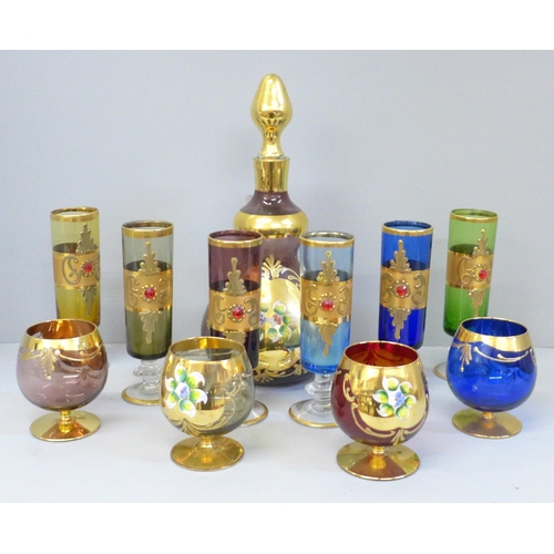 692 - A Venetian glass decanter, six glasses and four goblets **PLEASE NOTE THIS LOT IS NOT ELIGIBLE FOR P... 