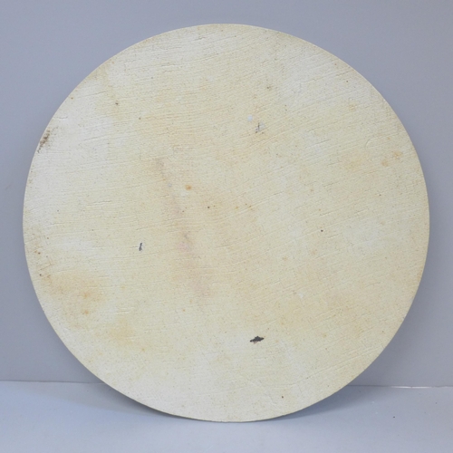 706 - A Chinese circular blue and white plaque, 31.5cm