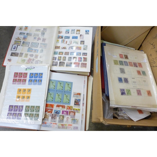 715 - Stamps; a box of stamps, covers, etc., loose and in albums