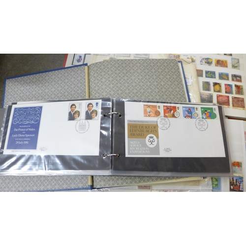 715 - Stamps; a box of stamps, covers, etc., loose and in albums