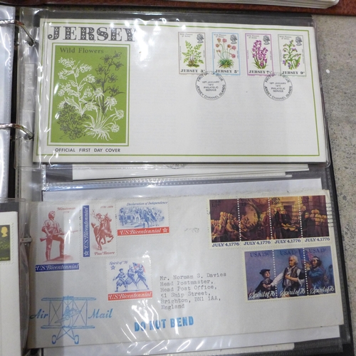 727 - A collection of stamps, an album of mint sheet stamps, 1967 onwards, an album of first day covers, a... 