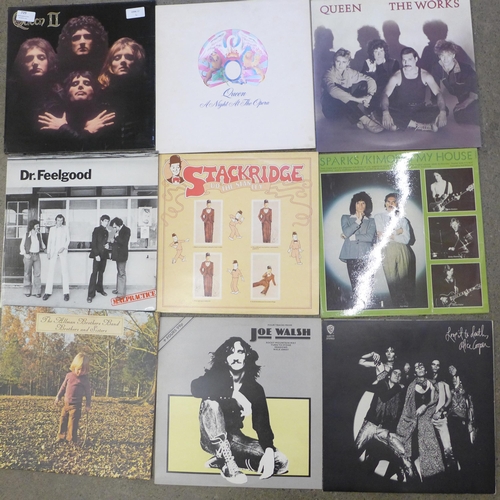 729 - A collection of LP records, mainly 1970s including Queen, Alice Cooper, Dr. Feelgood, etc.