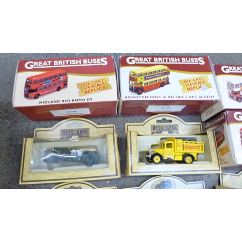 741 - A collection of Days Gone model cars, etc., including four Great British Buses Series